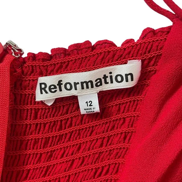 Reformation Kourtney Dress - Red - Midi Dress - Strappy - Size 12 - Picture 7 of 9